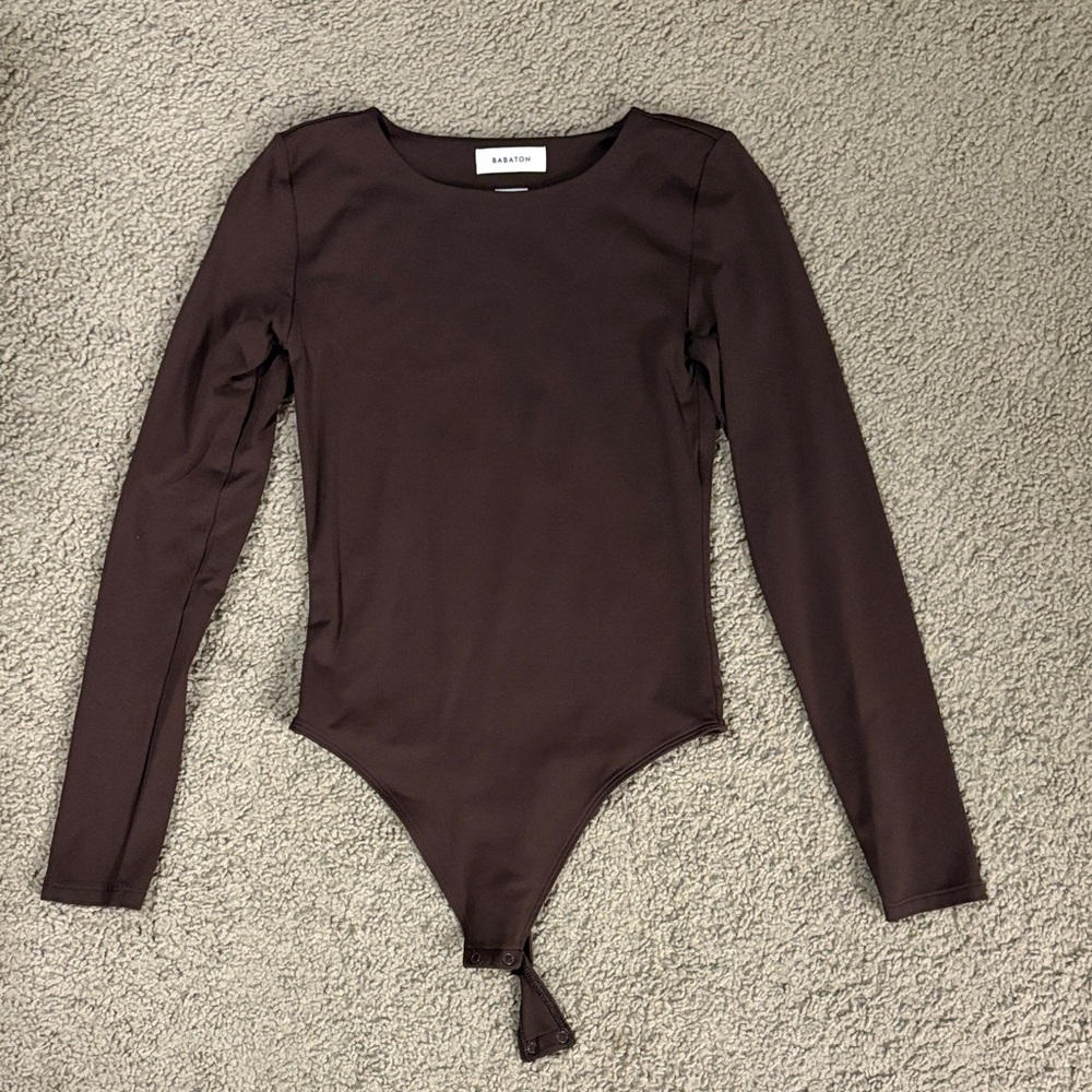 Aritzia Babaton Brown Long Sleeve Bodysuit